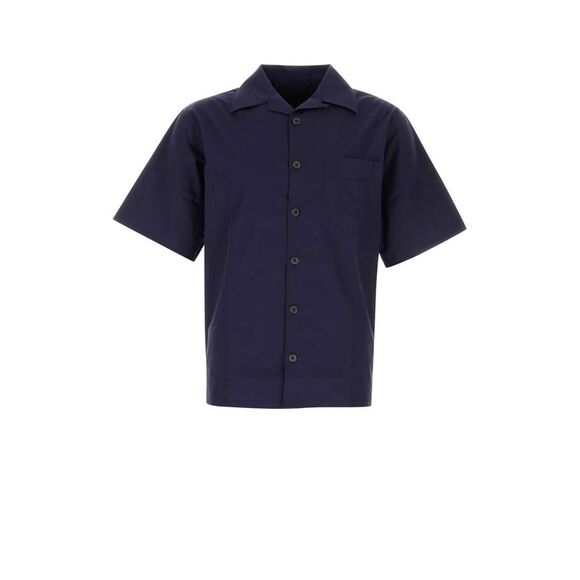 Prada Men Navy Blue Poplin Shirt